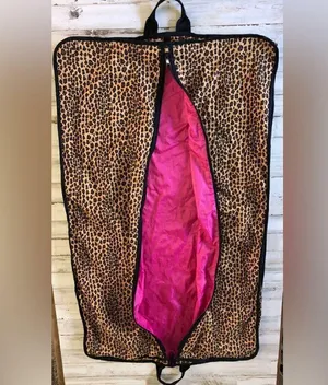 SET Cheetah print with pink lining travel hanging bag and matching duffle bag thumbnail 2