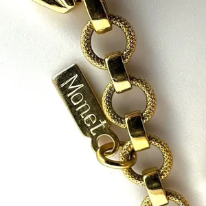 vintage monet gold tone leaf choker necklace thumbnail 7
