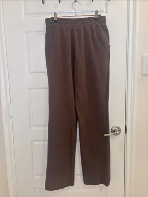 NUUDS Size S Chocolate Brown 100% Cotton Straight Leg Sweatpants thumbnail 3