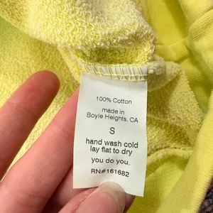 Perfectwhitetee Lime Yellow Cotton French Terry Crewneck Sweatshirt Small USA thumbnail 8