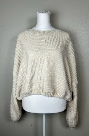 Altar’d State Cozy Cream Textured Knit Women's Sweater size Large thumbnail 1