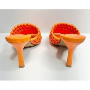 AQUA Orange Woven Heeled Mules Size 6M Square Toe Slip On Heels Sandals‎ thumbnail 5