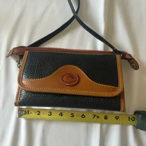 Vintage Dooney & Bourke Black & Brown Fold Over Leather Crossbody Shoulder Bag thumbnail 8