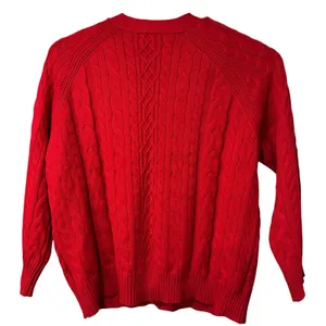 Red Cable Knit Cardigan Sweater Traditional Button Front Preppy Holiday Cyrus XL thumbnail 6