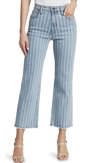 Joe's Jeans Striped High Rise Wide Leg Crop Jeans Blake Two Tone Size 29 thumbnail 1