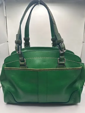 Vintage‎ Coach 7465 Hamilton Kelly Green Leather Satchel Handbag thumbnail 1