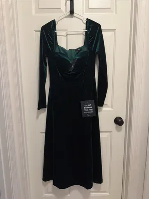 Lulus Precious Impression Emerald Green Velvet Bustier Midi Dress Size Large thumbnail 3