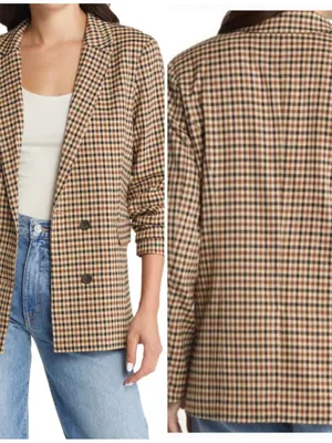Rails Chelsea Plaid Blazer In Cafe Check thumbnail 2