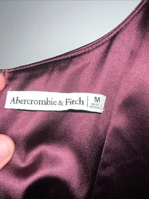 Abercrombie & Fitch Burgundy Satin Slip Midi Dress thumbnail 8