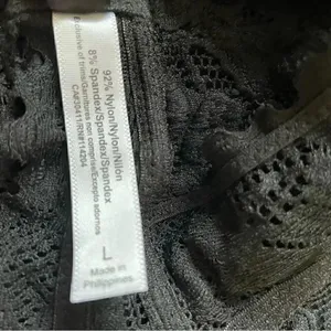 Jenny Jen Black Embroidered Floral Lace RACERBACK PADDED BRALETTE Spandex SZ L thumbnail 8
