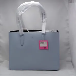 Kate Spade Womens Tote Bag Pale Blue Leather Shoulder Handbag Large Quiet Luxury thumbnail 8