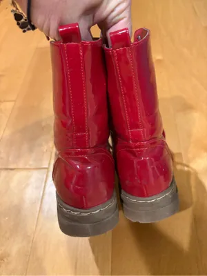 Chinese Laundry red patent faux leather combat sz 8 thumbnail 4