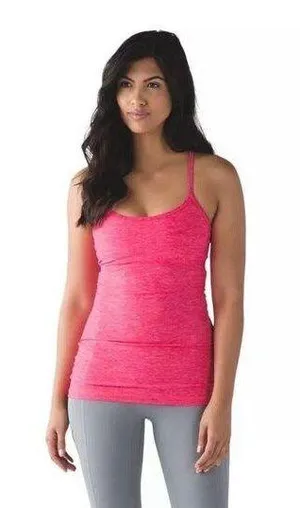 Lululemon Power Y Tank Size 8 Heathered Neon Pink Women’s Athletic Tank thumbnail 1
