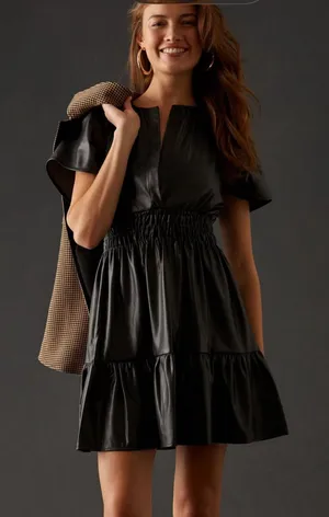 Anthropologie the somerset vegan leather mini dress size small thumbnail 1