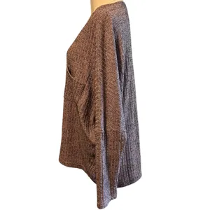 She + Sky Women Pullover Knit Crop Sweater SZ M Multicolor Metallic Oversized thumbnail 5