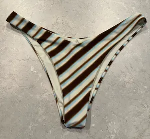 Princess Polly Edita brown and light blue diagonal striped cheeky bikini bottoms in a US 4 thumbnail 1