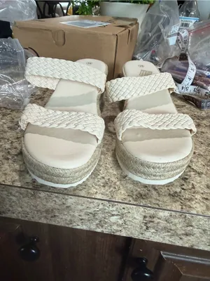 Woven Cream Platform Sandals for Women - Elevated Casual Style thumbnail 11