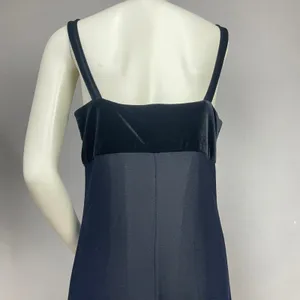 Vintage 90s Prom Dress Velvet FLAWS Empire Waist Sparkly Mesh Evening Blue Black thumbnail 5