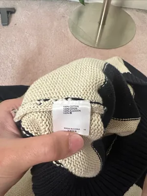 Brandy Melville Oversized Brianna Cotton Thick Stripe Sweater Cream & Navy thumbnail 5