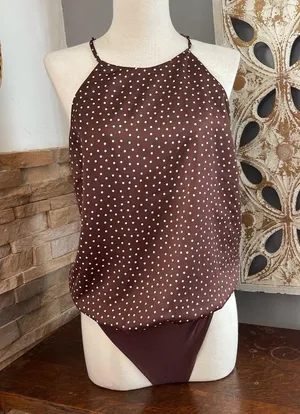 Abercrombie & Fitch Brown Polka Dot Bodysuit size M thumbnail 1