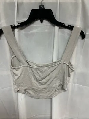 Free People Light Taupe Ribbed Cropped Tank thumbnail 2