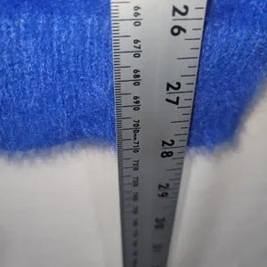 Y2K V-Neck Fuzzy Eyelash Knit Sweater Vibrant Royal Blue Small UltraSoft Fluffy thumbnail 7