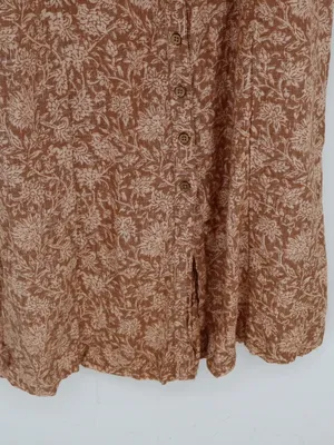 Faherty Kendall Palms Linen Maxi Dress Women’s Small Brown Tie Strap Button thumbnail 9