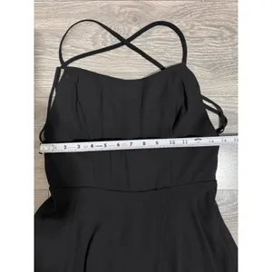 Lulus Black Sparkly Chiffon Maxi Dress Small Square Neck Open Back Side Slit thumbnail 8