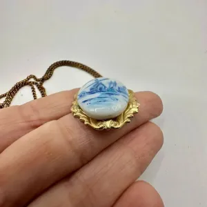 Vintage blue and white windmill pendant necklace thumbnail 5