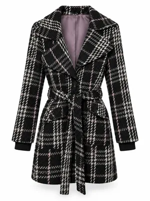 NWT Vintage Wet Seal Plaid Belted Coat Women XL Y2K Black Pink thumbnail 2