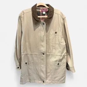 Vintage Tan Barn Coat Corduroy Collar Cotton Utility Jacket Chore Coat Large thumbnail 5