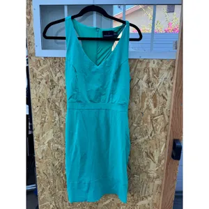 Cynthia Rowley Teal Green V-Neck Racerback Sheath Cocktail Dress Womens Medium thumbnail 2