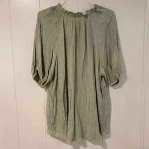 Blu Pepper Perch Sage Green Crinkle Tunic Blouse V Neck 3X Plus Size thumbnail 4