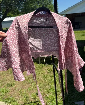 Naggo Pink Printed Wrap Jacket for Women thumbnail 1