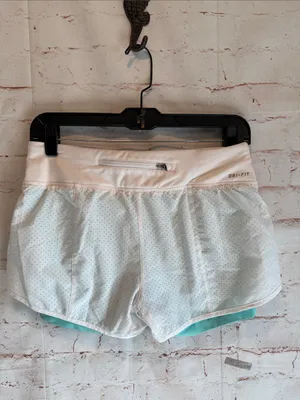 Nike Women's White Layered Running Shorts Teal shorts Liner Dri Fit zip pocket S thumbnail 4