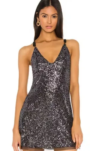 NWT Intimately Free People Gold Rush Sequin Mini Dress Medium Glam Party thumbnail 1