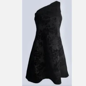 NWT PROSECCO Floral Velvet One Shoulder Black A Line Dress SZ-8 thumbnail 3
