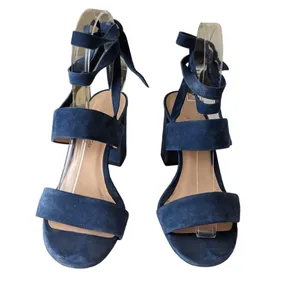 Club Monaco Wrap Sandals Aelena Size 7 Blue Suede Heeled thumbnail 7
