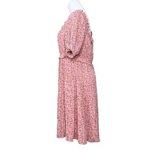Beyond Words Pink Floral‎ Pleated Cottagecore Fit & Flare Dress XL Prairie Vibes thumbnail 2
