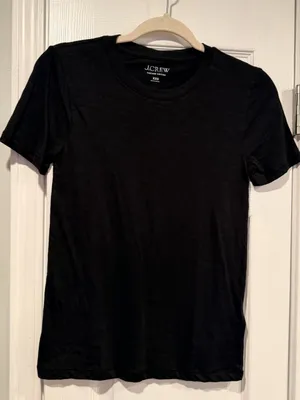 NWOT J. Crew Size XXS Black Vintage Cotton Short Sleeve Crew Neck Tee Shirt thumbnail 1