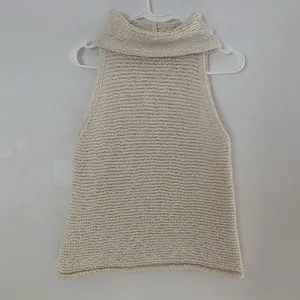 Pilcro Anthropologie Cream Chunky Knit Cowl Neck Sleeveless Top Small Boho thumbnail 2