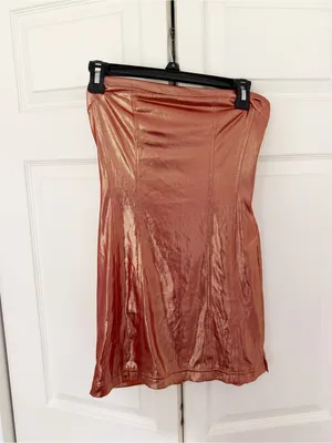 Urban Outfitters Kristy Disco Metallic Mini Dress Strapless Orange Shiny Small thumbnail 4