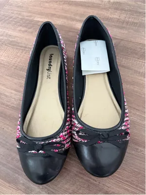 Laundry List Black and Pink Tweed Ballet Flats Size 9 thumbnail 1