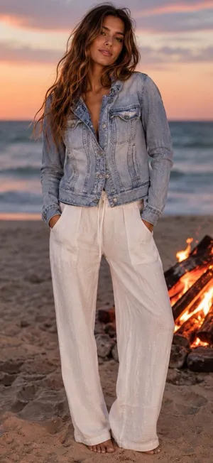 Free People Faded Light Blue Denim Jacket thumbnail 1