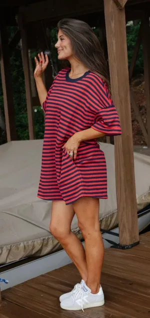 These Three Boutique Stripe Knit Pullover Dress thumbnail 2