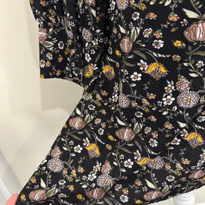 Natural Life Moody Floral Mini Shirt Dress Black Long Sleeve Rayon Cottage Med‎ thumbnail 9