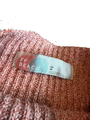 Free People Beach Pink Ribbed Knit Boxy Cropped Sweater Pocket X-Small Women's thumbnail 7