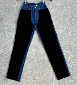 Vintage Levi’s 501 Women’s Size 1 Black Suede Front Panels 80s Button Fly USA thumbnail 1