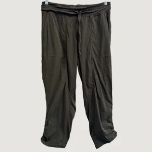 Lululemon Dance Studio Crop II Unlined Pants Dark Olive Women's 10 Drawstring thumbnail 3