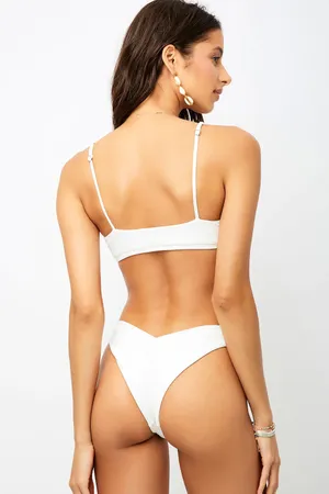 Frankie's Bikinis NWT White Ribbed Austin Bottoms thumbnail 2